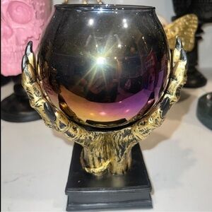 Gothic Halloween Witch Hands Crystal Goblet Spiced Pumpkin Candle